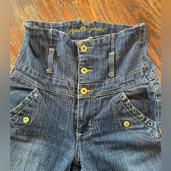 Unique extra high waisted mock jumpsuit style jean - Picture 5 of 8